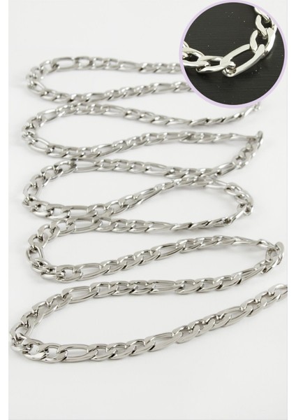 6 mm Düz Gümüş Renkli Çelik Zincir 1 Metre