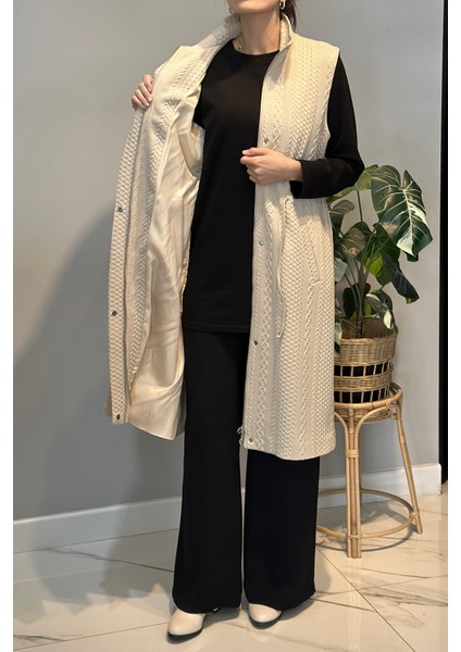 Örme Jakar Detay Yelek 14361 Bej indirimleri