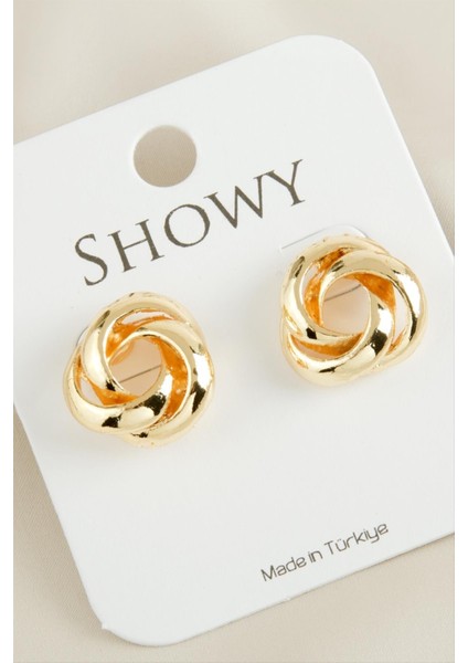 Oval Çiçek Yeni Sezon Metal Küpe