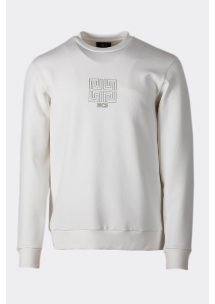 Erkek Sweatshirt Bisiklet Yaka Regular Fit Beyaz 1673