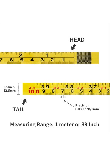 2 Paket Çelik Kendi Kendine Yapışkan Ölçüm Bandı Sağdan Sola 100 cm Veya 39 Inçlik Emperyal ve Metrik Cetvel Bandı (Yurt Dışından) fiyatları