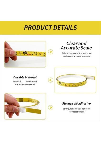 2 Paket Çelik Kendi Kendine Yapışkan Ölçüm Bandı Sağdan Sola 100 cm Veya 39 Inçlik Emperyal ve Metrik Cetvel Bandı (Yurt Dışından) fırsatları