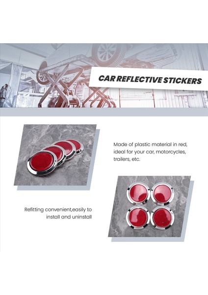 4 Adet Otomatik Araba Plastik Yuvarlak Yansıtıcı Reflektör Çıkartması Kırmızı (Yurt Dışından) fiyatları