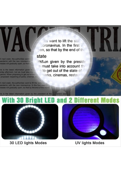 Okuma Için Işık ile El Tipi Büyüteç 60X 45X 30X Büyük Işıklı Büyüteç 30 LED Okuma Büyüteçleri (Yurt Dışından) fırsatları