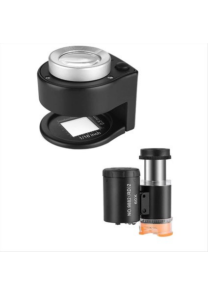 30X Loupe Büyüteç ve 60X Mini Mikroskob Masaüstü Taşınabilir Metal Büyüteç Katlama Ölçekli Dikiş Magnifleme Cam (Yurt Dışından)