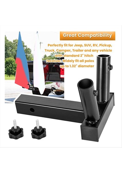 Hitch Flag Pole Tutucu Çift Bayrak Kutbu Montaj Kamyon Römork Alma Kampası Için Bayrak Pilesi Kampası Suv Arabalar (Yurt Dışından) fiyatları