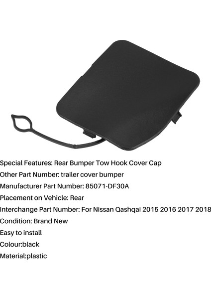 Nissan Qashqai J11 2015-2018 85071-DF30A Için Arka Tampon Çekme Göz Kapağı Römork Kapağı Kapağı (Yurt Dışından) modelleri
