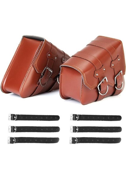 Harley Motosiklet Dönüşümleri Için Motosiklet Yan Kılıflar Yan Çantalar Araç Seti Üçlü Köşe Yan Çanta Su Geçirmez Kahverengi (Yurt Dışından)