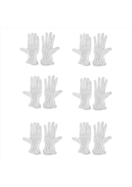6 Çift Koruyucu Koruyucu Anti-Sp Beyaz Pamuklu Iş Sürüş Eldivenleri (Yurt Dışından)
