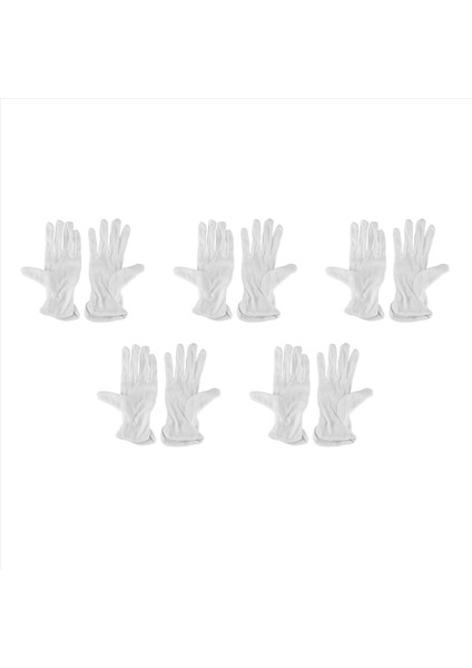 5 Çift Koruyucu Anti-Sp Beyaz Pamuklu Çalışma Sürüş Eldivenleri (Yurt Dışından)