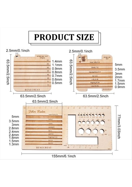 3 Stil Ahşap Örgü Iğne Göstergesi ve Cetvel Eğirme Kontrol Kartı Örme Aracı Iplik Ipliği Ölçüm Aletleri (Yurt Dışından) fiyatları