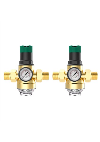 2x Basınç Regülatörü Su 3/4 Inç Su Basıncı Göstergesi ve Örgü Filtreli Su Basıncı Regülatörü (Yurt Dışından)