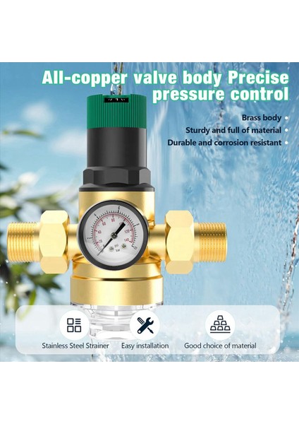 2x Basınç Regülatörü Su 3/4 Inç Su Basıncı Göstergesi ve Örgü Filtreli Su Basıncı Regülatörü (Yurt Dışından) fırsatları