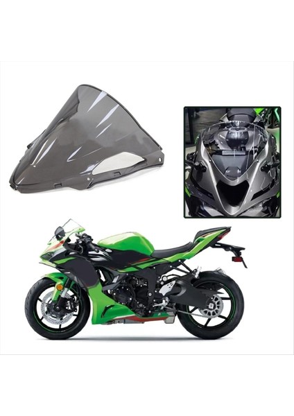 Motosiklet Ön Ön Cam Ön Cam Bölmesi Kawasaki Zx-6r ZX6R Zx 6r 2023 2024 Gri (Yurt Dışından) fırsatları
