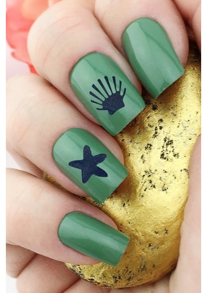 Artikel Lacivert Deniz Temalı Metalik Tırnak Sticker, Nail Sticker, Nail Art