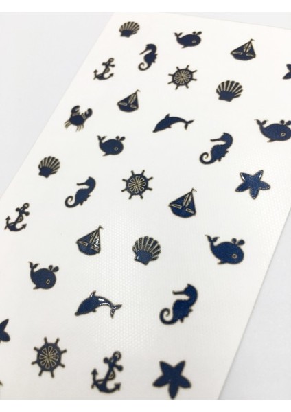 Artikel Lacivert Deniz Temalı Metalik Tırnak Sticker, Nail Sticker, Nail Art fiyatları