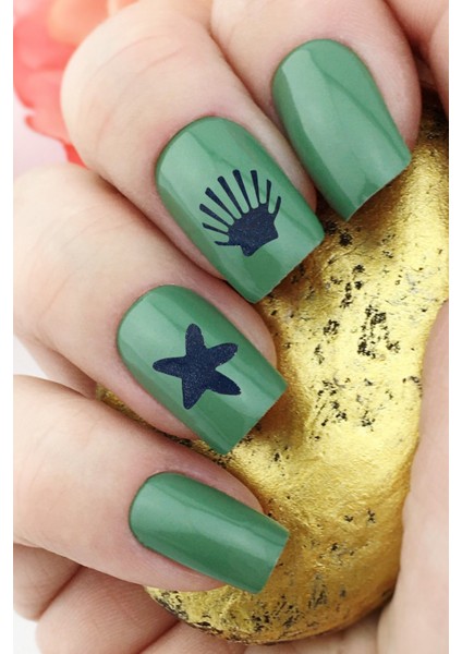 Artikel Lacivert Deniz Temalı Metalik Tırnak Sticker, Nail Sticker, Nail Art indirimleri