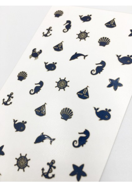 Artikel Lacivert Deniz Temalı Metalik Tırnak Sticker, Nail Sticker, Nail Art