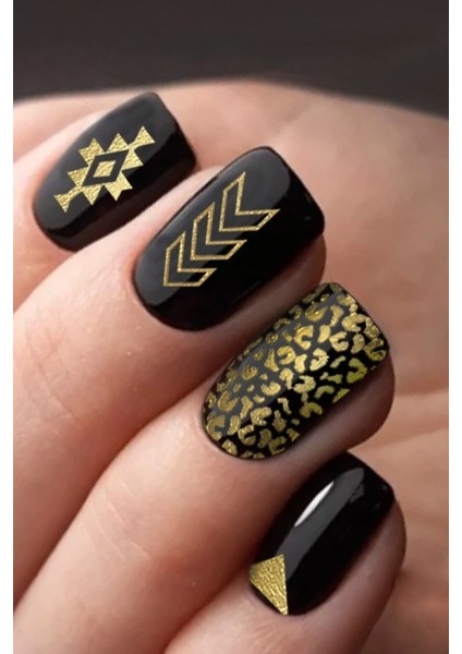 Artikel Karışık Yaldız Tırnak Dövmesi, Tırnak Tattoo, Nail Art, Tırnak Sticker