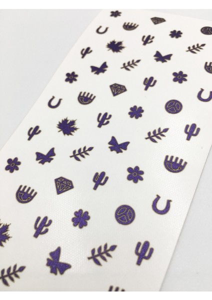 Artikel Mor Karışık Şekiller Metalik Tırnak Sticker, Nail Sticker, Nail Art