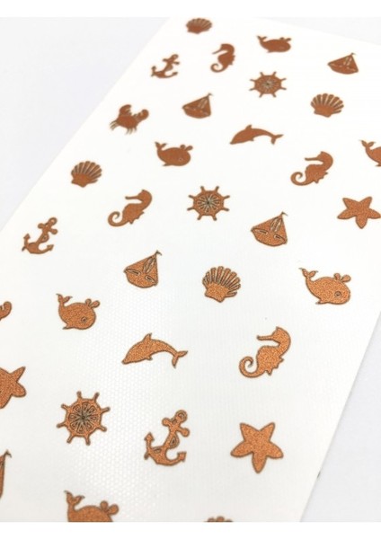 Artikel Bronz Deniz Temalı Metalik Tırnak Sticker, Nail Sticker, Nail Art fiyatları