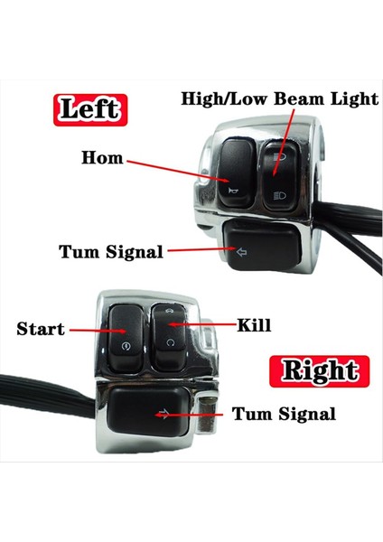 Harley XL883 Için Sportster Dyna V-Rod Softail Motosiklet Talonu Turn Sinyal Kontrol Anahtarı 1 Inç 25MM Gümüş (Yurt Dışından) indirimleri