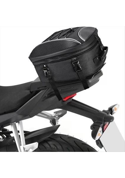 Motosiklet Arka Koltuklu Çanta Çanta Bagaj Sırt Çantası 30L Genişletilebir Büyük Kapasite Mağaza Bagaj Kamera-Helmet (Yurt Dışından) fiyatları