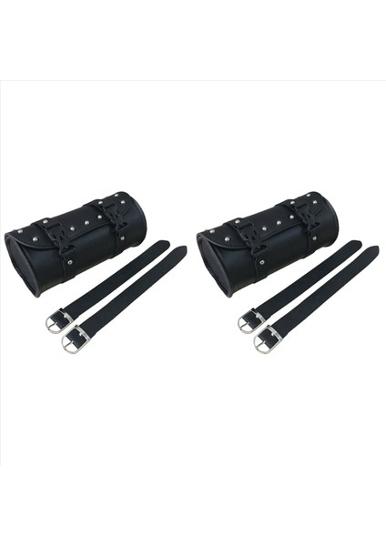 2x Motosiklet Evrensel Araç Yuvarlak Roller Eyer Çantası Çatal Seyahat Bavul (Yurt Dışından)