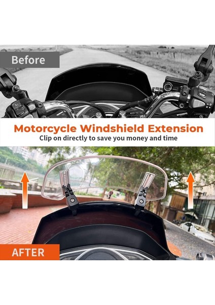 Evrensel Motosiklet Ayarlanabir Ön Cam Uzantısı - Honda Suzuki Kawasaki Yamaha Bmw Ducati Apria (Clear) (Yurt Dışından) indirimleri