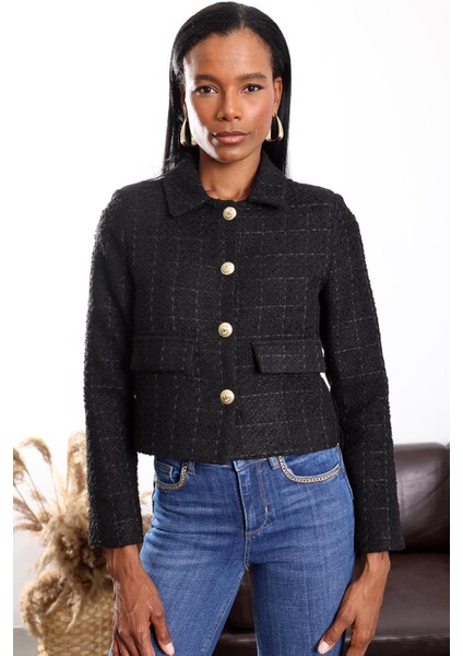 Siyah Gold Düğmeli Tüvit Ceket 02014 fırsatları