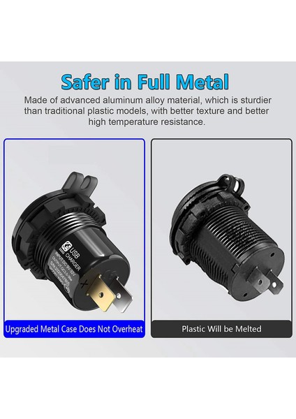 2x Hızlı Şarj 3 0 Çift 12V USB Araç Şarj Cihazı Anahtar Düğmesi ve Kırmızı Dijital Voltmetre ile Alüminyum Soket Su Geçirmez (Yurt Dışından) indirimleri