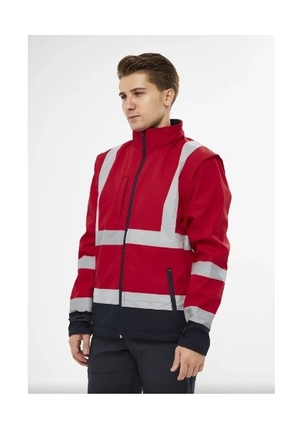 Softshell Mont Reflektörlü Kolları Çıkmalı Kırmızı fiyatları