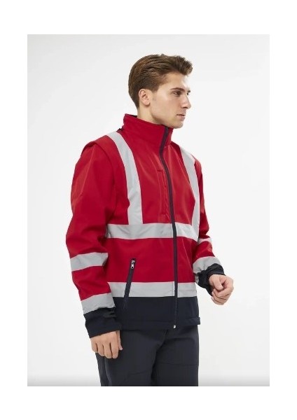 Softshell Mont Reflektörlü Kolları Çıkmalı Kırmızı modelleri