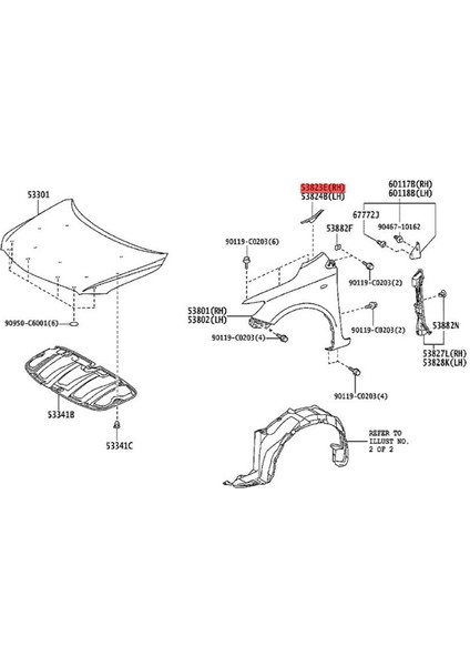 1paır Ön Yan Köşe Ön Cam Panel Koruyucular 53823-02020 53824-02020 Corolla 2007-2013 Ön Cam Sargısı Süslemesi (Yurt Dışından) fiyatları