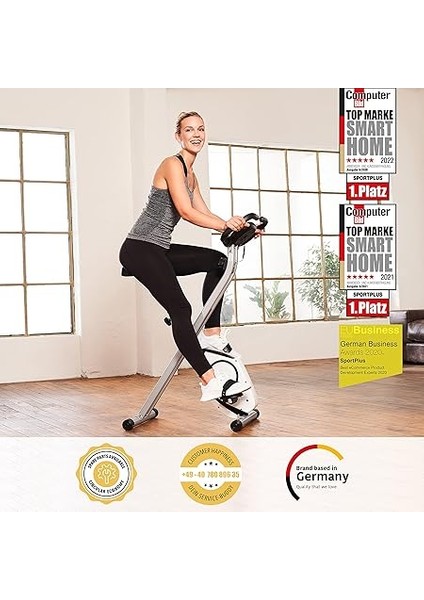 Katlanabilir Kondisyon Bisikleti, Ev Için Uygun, Akıllı Ekran ile Nabız ve Performans Takibi, Gri fiyatları