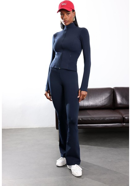 Lacivert Kaşkorse Kemerli Tayt Pantolon 251161 fırsatları