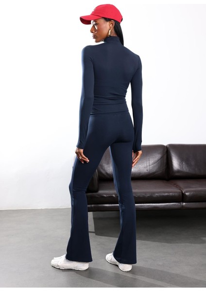 Lacivert Kaşkorse Kemerli Tayt Pantolon 251161 indirimleri