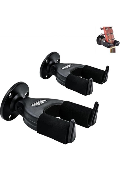 Duvar Için Otomatik Kilitli Gitar Tutucu – Akustik Gitarlar, Elektro Gitarlar, Bas, Klasik Gitarlar, Ukulele ve Daha Fazlası Için Evrensel Duvar Askısı – Kendinden Kilitli, 2'li Paket