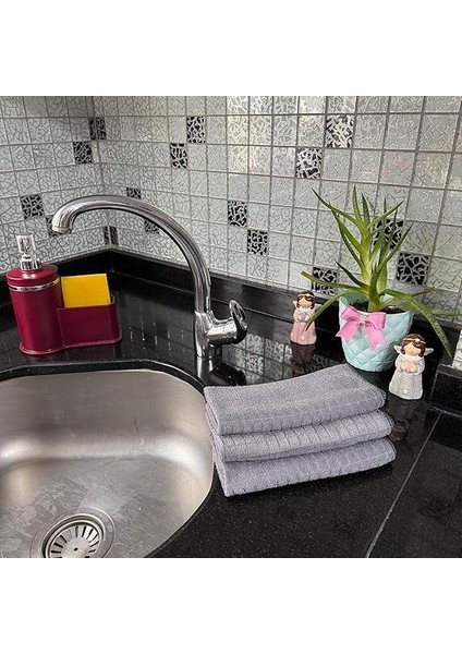 - Mikrofiber Mutfak Temizlik Bezi, Leke Tutmaz Temizlik Için Kareli Bez - 40X40 cm - 3 Adet fiyatları