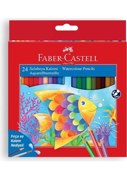 Karton Kutu Sulu Boya Kalemi, 24 Renk, Suda Çözünebilir, Fırça ve Kalem Hediyeli, Yaratıcılığı Destekleyen Boya Kalemi