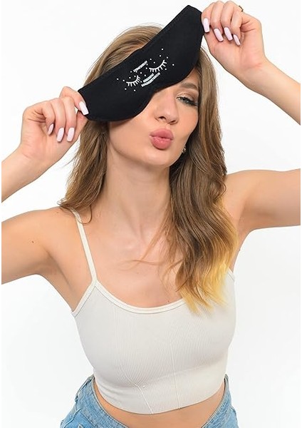 Siyah Pamuklu Uyku Maskesi Göz Bandı fırsatları