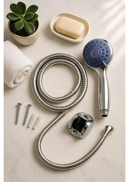 Spiralli Duş Başlığı Seti, 4 Fonksiyonlu Krom Duş Başlığı, 150 cm Duş Hortumu, Mafsallı Başlık, Vida ve Dübel Dahil, Su Tasarruflu, Duvara Monte Banyo Takımı fırsatları