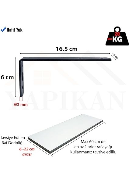 4-Ad Hafif Yük Modern Çelik Raf Altı Ayak Mat Siyah - Metal Raf Tutucu Destek Aparatı - Dekoratif L Konsol Demiri - Demir Raf Ayağı (Mat Siyah, 165 Mm) fiyatları