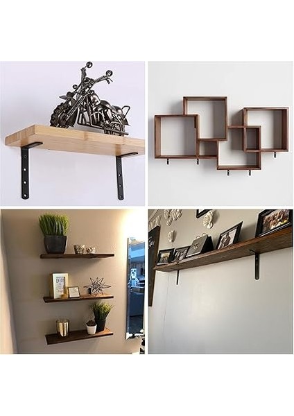 4-Ad Hafif Yük Modern Çelik Raf Altı Ayak Mat Siyah - Metal Raf Tutucu Destek Aparatı - Dekoratif L Konsol Demiri - Demir Raf Ayağı (Mat Siyah, 165 Mm) modelleri