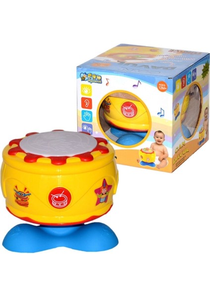 Sesli Işıklı Kaya Davul Pilli Sarı Müzik Aleti Eğitici Eğlenceli Oyuncak