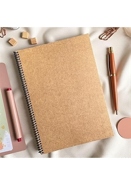 Tanıtım Çizgili Spiralli Not Defteri, A4 Boyut (21X29,7 Cm), 60 Yaprak, 90GR. Ivory Kağıt, Ofis Için Ideal (Kahverengi Kapak) fiyatları