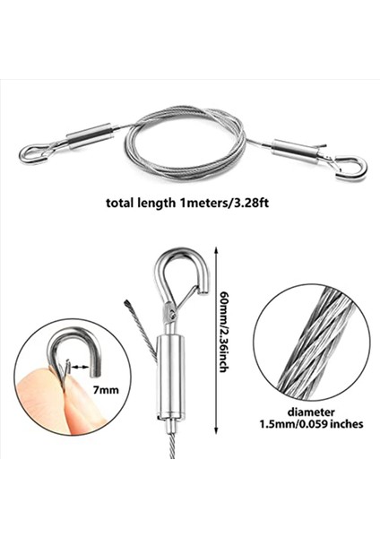 8pcs Ayarlanabilir Resim Asma Tel Seti - Ağır Hizmet Tipi Donanım 1m X1 5mm Paslanmaz Çelik Kablolar Asma Halat (Yurt Dışından) fiyatları