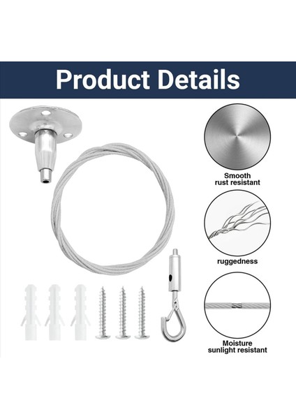 8 Paket 6ft Tavan Burcu Askı Tel Kiti 2 M Ayarlanabilir Süspansiyon Asılı Kablo Tel Kanca ile Duvara Montaj Kablosu (Yurt Dışından) indirimleri