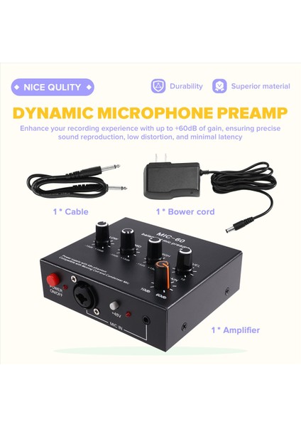 Mikrofon Preamp 3-Bantlı Ekolayzer Dengeli Xlr Arayüzü 60DB Kazanç Mikrofon Ön Amp Dinamik ve Kondenser Mikrofon Abd Fişi A (Yurt Dışından) fırsatları