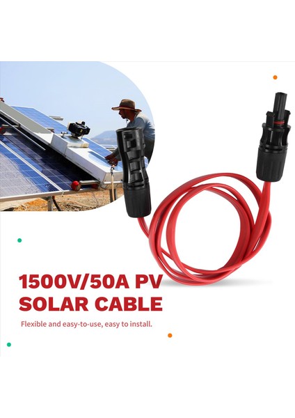 2 Adet Konnektörlü Güneş Uzatma Kablosu 1m 4mm² 1500V/50A Pv Güneş Kablosu Fotovoltaik Tel Esnek Düz Güneş Kabloları (Yurt Dışından) fırsatları